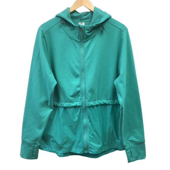 Athletic Works Jacket Womens 2XL 20 Green Thumb Holes Full Zip Hooded - Picture 1 of 10